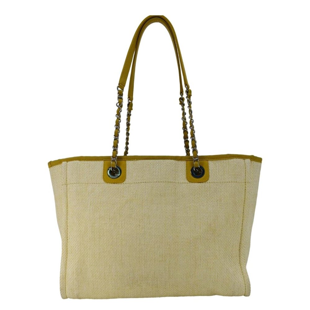 Chanel Deauville Straw Raffia Tote Bag Yellow - Picture 3 of 13